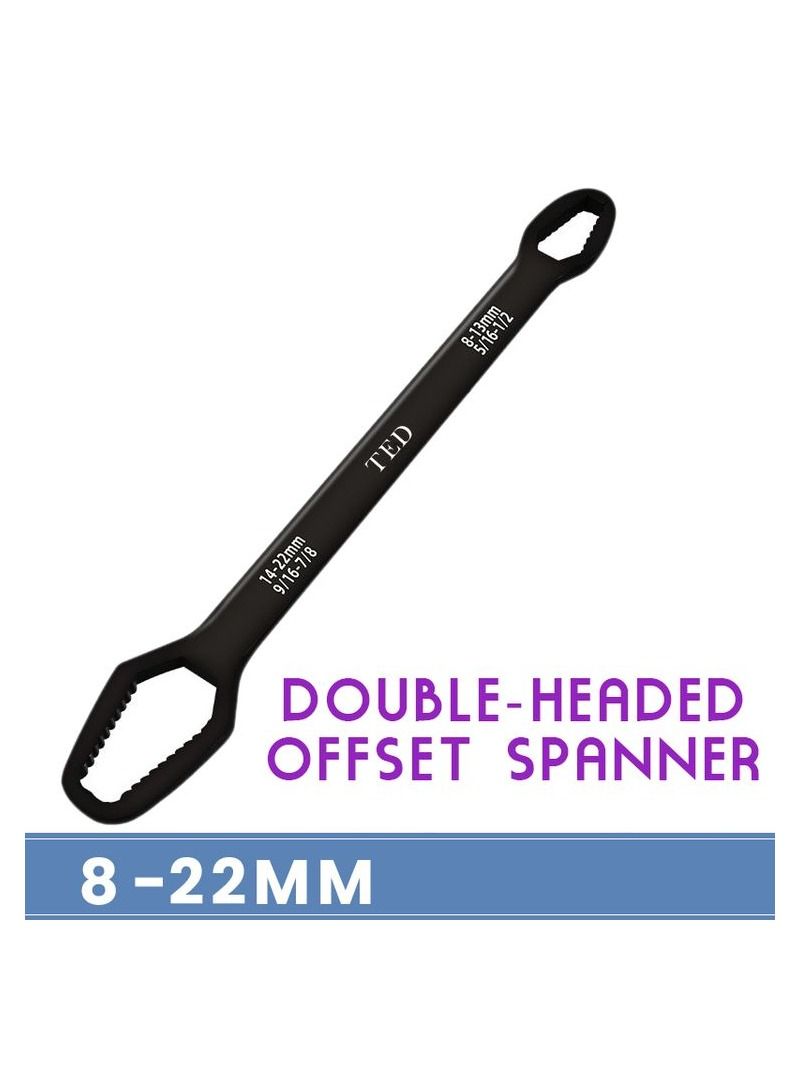 Ted Self-Tightening 8-22mm Screw Nuts Repair Wrenches, Offset Spanner Double Ended Wrench Double-Headed Ratchet Plumbing Tools Tap Spanner - Image 1