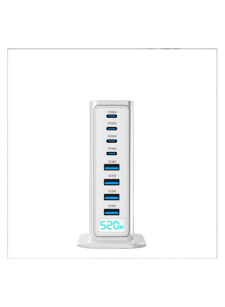 Mobile charger,laptop charger, home charger,high speed charger,high-end 520W GaN charger fast charging head 8-port desktop charging station AI digital display - Image 2