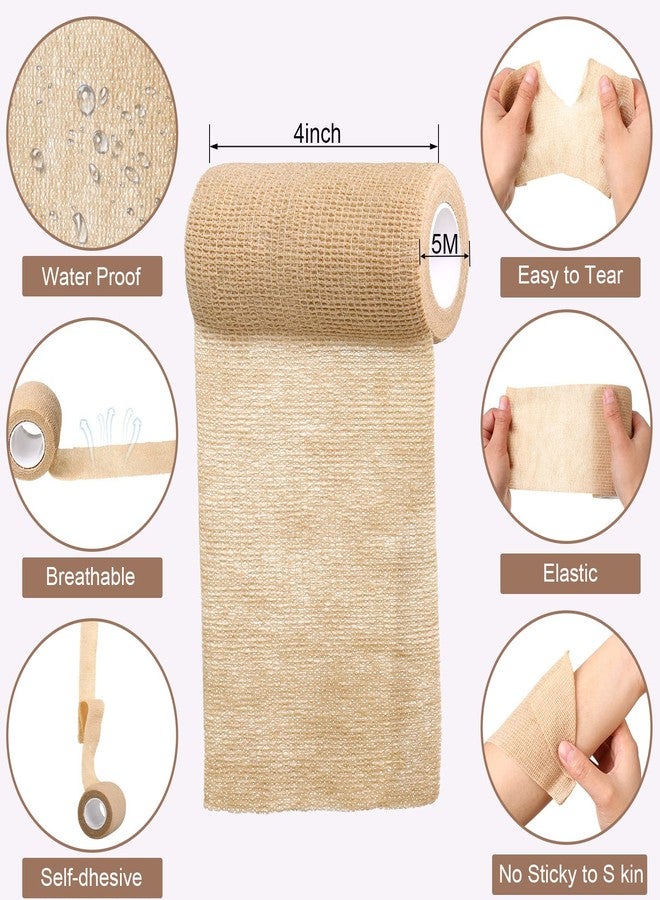 Treela 36 Pcs Self Adherent Bandage 4" X 5 Yard Wrap Breathable Cohesive Bandage Elastic Adhesive Tape for Stretch Athletic Sports Wrist Ankle(Nude) - Image 2