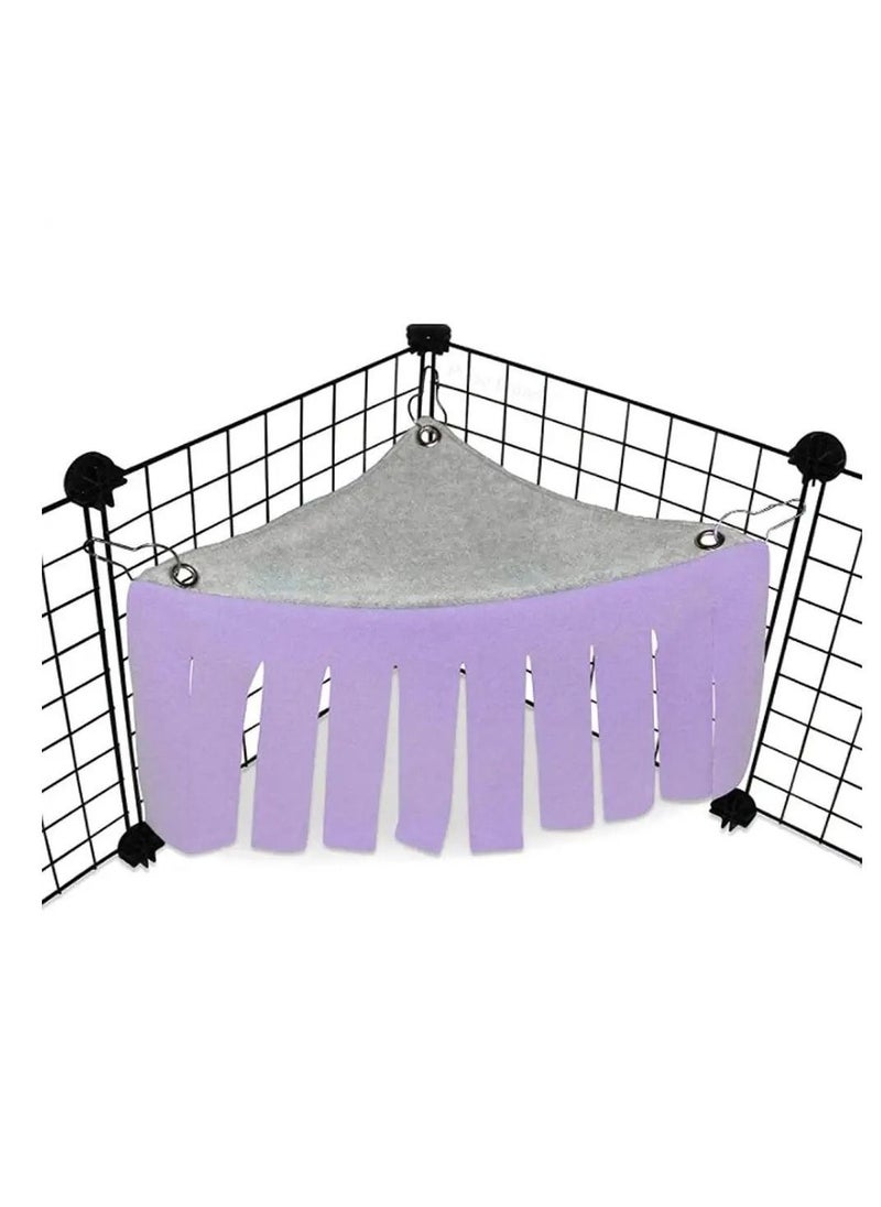 Y&D Small Animal Corner Fleece Hideaway Cute Ferret Hammock and Sleeping Bed for Ferrets Chinchillas Pets, Pet Hideaway, Fringe House (Purple)  - Image 1