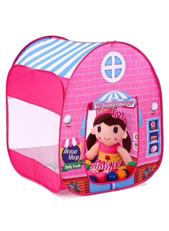 PlayNation Play Nation Candy House Pop-Up Play Tent House, Foldable, Encourages Imaginative Play, BIS Certified, 3 Years+, L 76 x B 74 x H 91 cm - Pink - Image 1