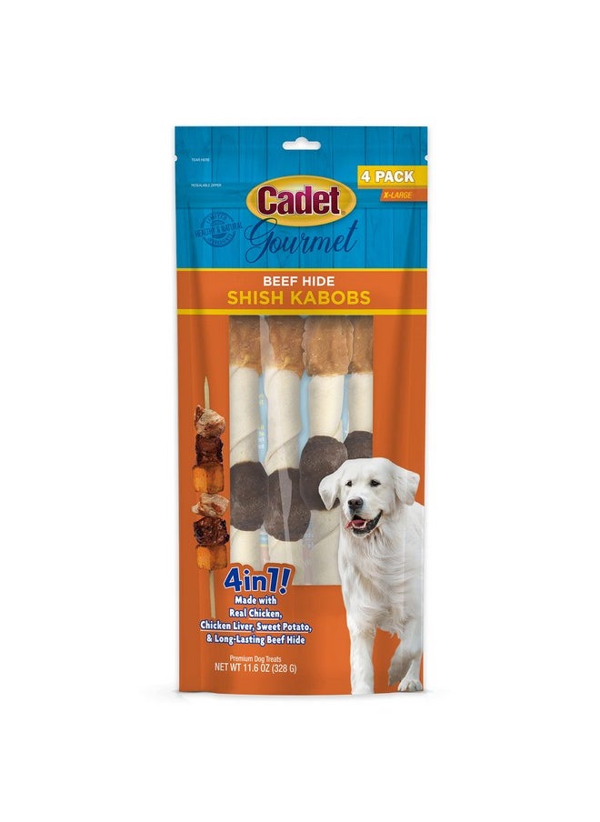 Cadet Cadet Gourmet Shish Kabob Dog Treats for Large Dogs, Healthy & Natural Chicken & Sweet Potato Chew Sticks, Beef Hide, Extra Large 10 Inch, 4 Count (Pack of 1)  - Image 1