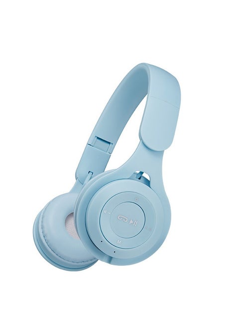 New wireless Bluetooth headset two-ear folding game stereo headset headset headset Bluetooth headset (blue)