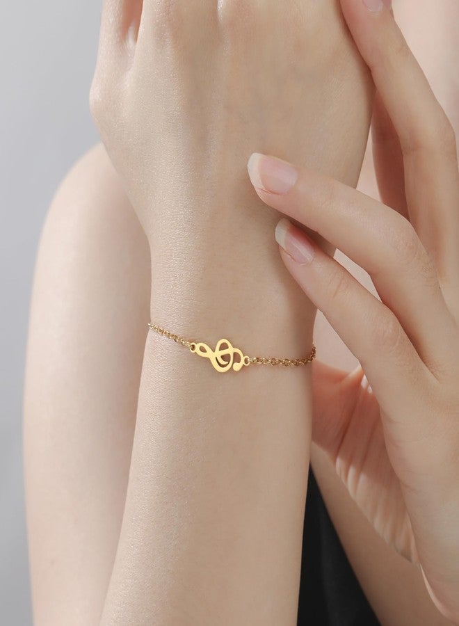 VASSAGO Music Note Bracelet for Women Men Music Note Handmade Adjustable Braided Rope Charm Music Jewelry Gifts for Musician Music Lover Teacher (Gold1) - Image 4