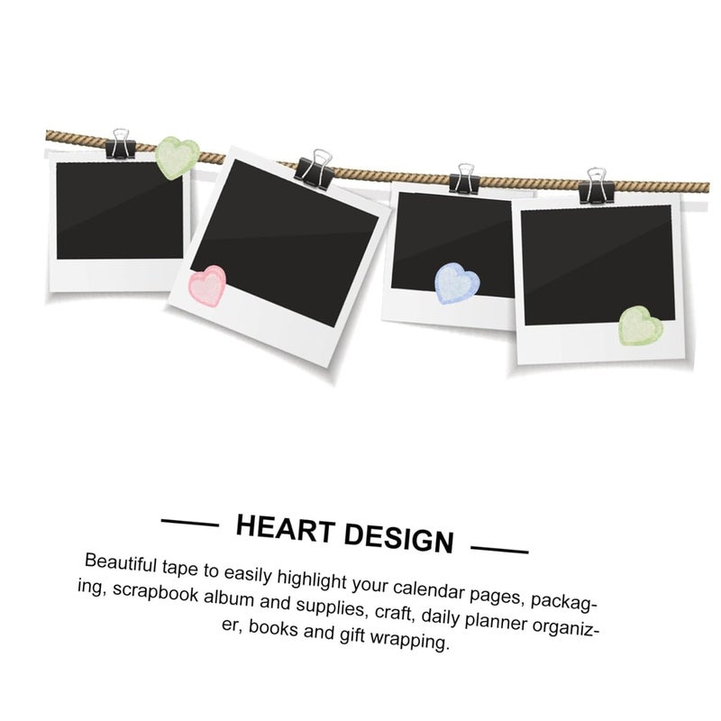 Heart Shape Washi Tape 6 Rolls Mixed Colors 100pcs Paper Masking Tapes for DIY Scrapbook Crafting for Handbook and Journaling Random Color - Image 5