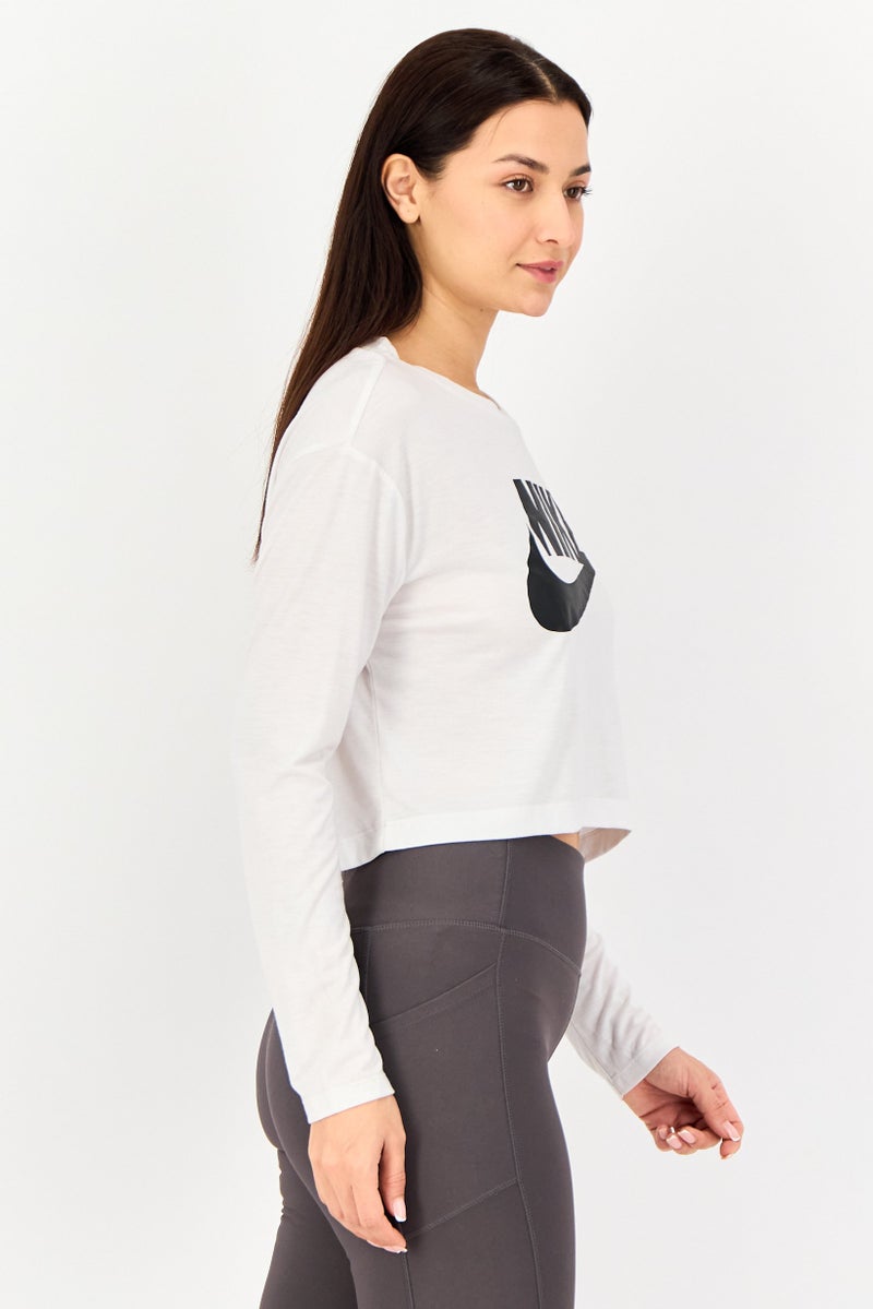 Nike Women Sportswear Fit Long Sleeve Training Top, White - Image 2