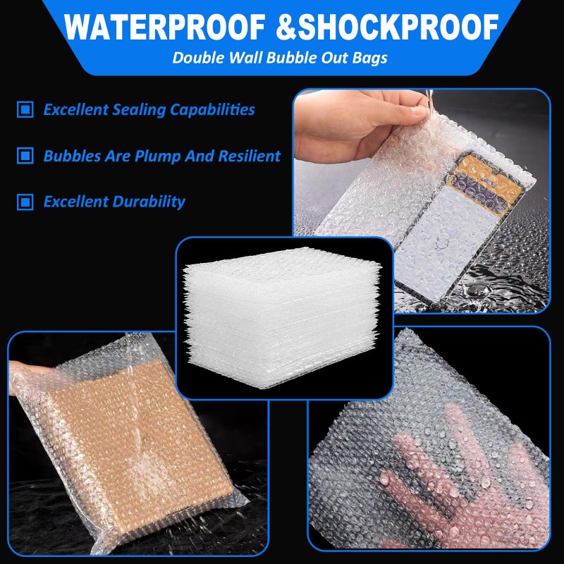 V-chen Bubble Pouches Wrap Bag 8 Inch x 10 Inch,30 Pcs Double Wall Thickening Shockproof Bubble Bags, Clear Bubble Out Bags Protective Bubble Pouch, Cushioning Bags for Moving, Shipping and Packing - Image 3