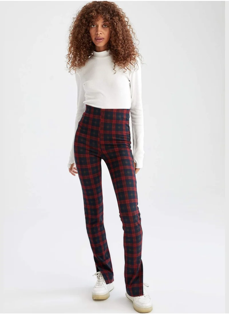 DeFacto Slim Fit Check Patterned Trousers