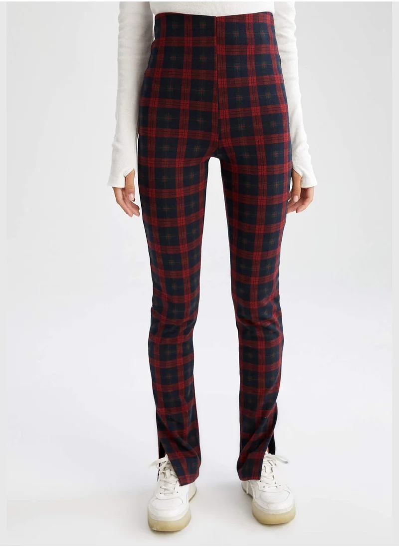 DeFacto Slim Fit Check Patterned Trousers