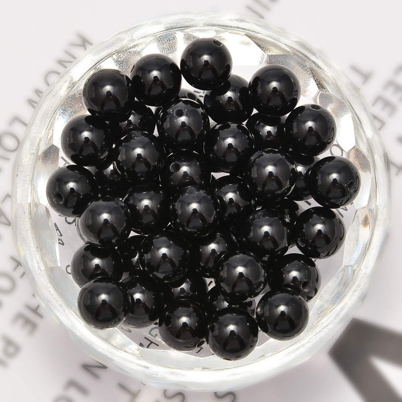 NCB 100pcs Original Natural Stone Beads Gemstone Round Loose Beads 6mm 8mm 10mm (Black Onyx Agate, 10mm 100Beads) - Image 2