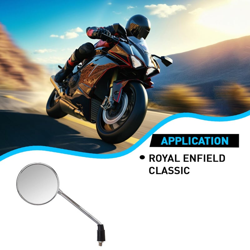 UNO Minda RV-6002L Shatterproof Glass Rear View Mirror(Chrome Finish)-Left Hand for Reml Enfield Classic - Image 4