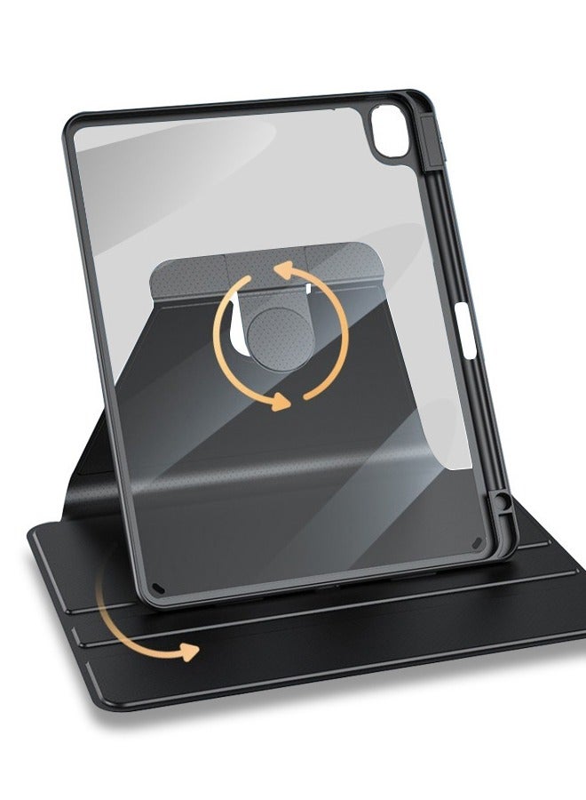 Alyashmac Rotating Case for iPad Air 7 (2025)/Air 6 (2024) 11inch, iPad Air 5 (2022)/Air 4 (2020) 10.9inch, with Pencil Holder, Auto Wake/Sleep, 360 Degree Rotation Protective Stand Cover Clear Back for iPad Air 7/6/5/4, Black - Image 2