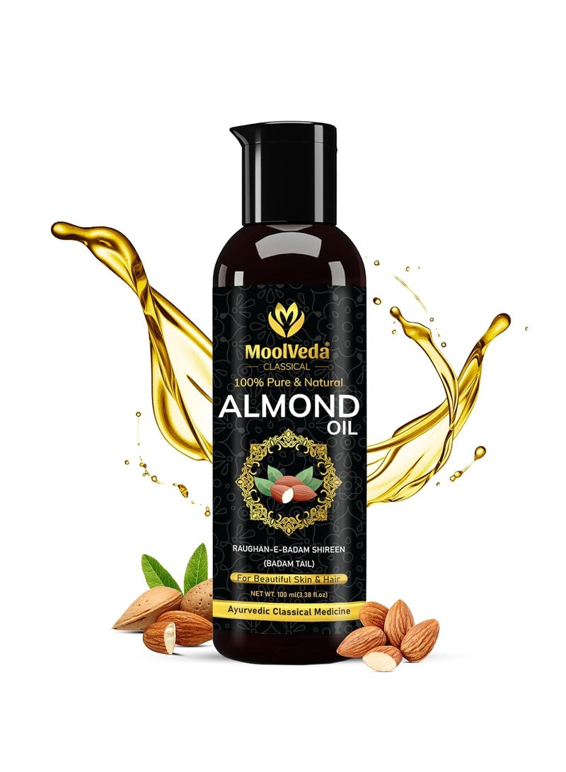 Moolveda RAUGHAN-E-BADAM SHIREEN Sweet Almond Oil for Body, Skin & Hair | Natural Almond Oil | Helps Enhance Memory | Helps Relieve Constipation | Helps Build Stronger Muscles, 100ml - Image 1