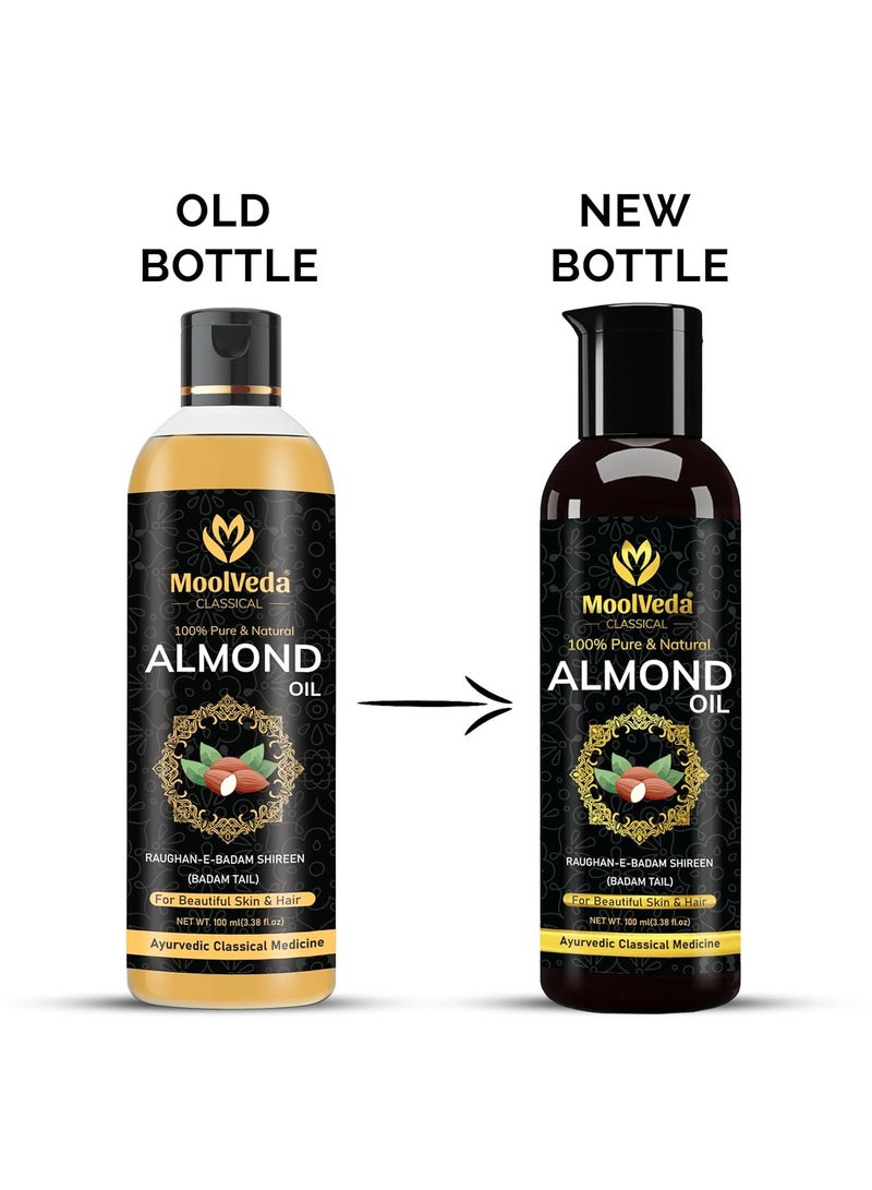 Moolveda RAUGHAN-E-BADAM SHIREEN Sweet Almond Oil for Body, Skin & Hair | Natural Almond Oil | Helps Enhance Memory | Helps Relieve Constipation | Helps Build Stronger Muscles, 100ml - Image 2