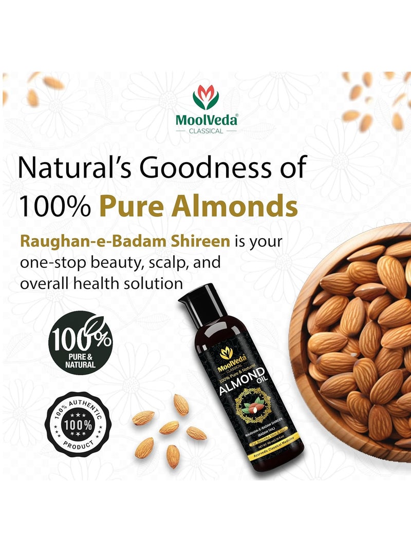 Moolveda RAUGHAN-E-BADAM SHIREEN Sweet Almond Oil for Body, Skin & Hair | Natural Almond Oil | Helps Enhance Memory | Helps Relieve Constipation | Helps Build Stronger Muscles, 100ml - Image 4