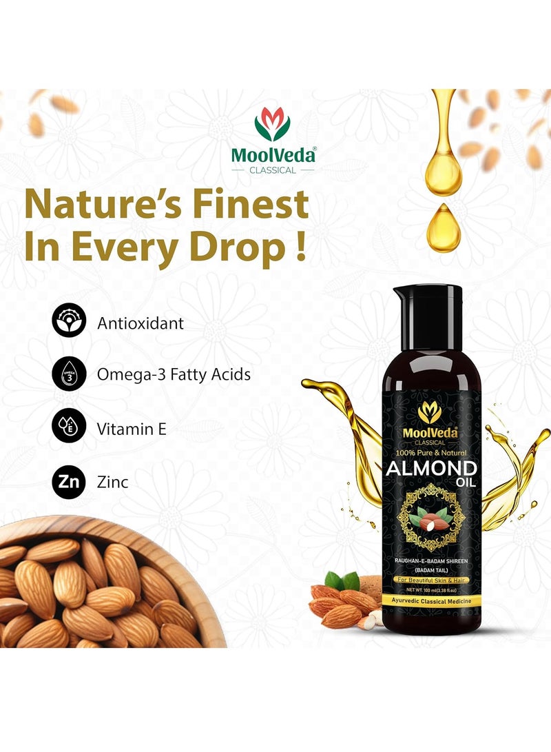 Moolveda RAUGHAN-E-BADAM SHIREEN Sweet Almond Oil for Body, Skin & Hair | Natural Almond Oil | Helps Enhance Memory | Helps Relieve Constipation | Helps Build Stronger Muscles, 100ml - Image 5