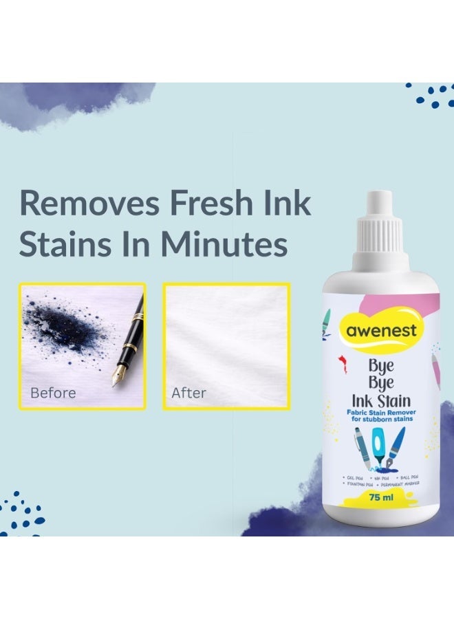awenest Bye Bye Ink Stain | Fabric Stain Remover for Ink, Pen, Marker, and Fountain Pen Stains | Quick & Effective Stubborn Ink Removal | 75 ml Bottle - Image 2
