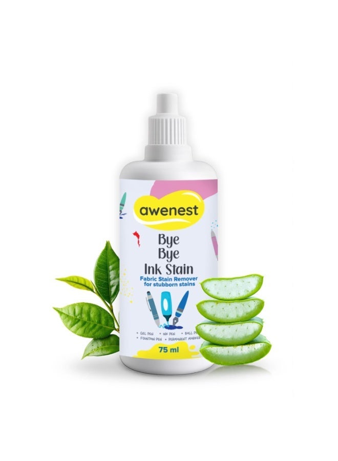awenest Bye Bye Ink Stain | Fabric Stain Remover for Ink, Pen, Marker, and Fountain Pen Stains | Quick & Effective Stubborn Ink Removal | 75 ml Bottle - Image 1