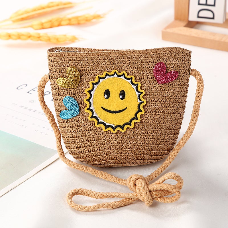Girls Trendy Crossbody Mini PurseLove smiling face Brown Love smiling face Brown 