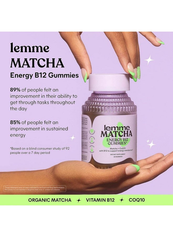 Lemme Matcha Superfood Energy Gummies with Organic Matcha Green Tea, Vitamin B12 and Antioxidant CoQ10 to Support Cellular Energy, Metabolism & Healthy Skin - Gluten Free, Non GMO (60 Count) - Image 2