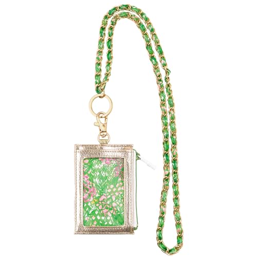 Lilly Pulitzer Lanyard with Zipper and ID Window for Women Cute Badge Holder for TeacherNurse Lime Feeling Good - Image 1