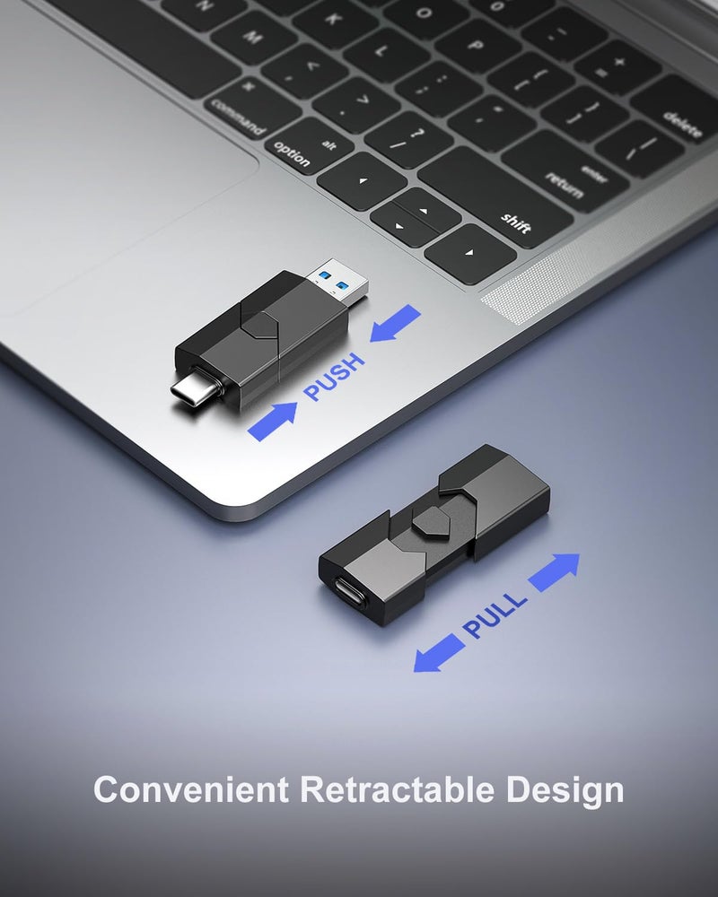RAOYI 512GB USB C Flash Drive 2 in 1 Type C + USB 3.0 Flash Drive Dual OTG Retractable Type-C Thumb Drive Portable Memory Stick for iPhone 17/16/15 iPad Pro Android Smartphone Tablet PC (Black) - Image 4