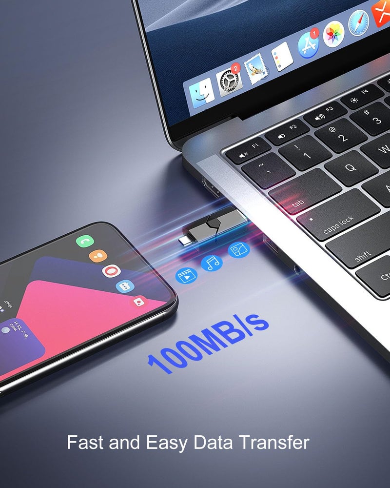 RAOYI 512GB USB C Flash Drive 2 in 1 Type C + USB 3.0 Flash Drive Dual OTG Retractable Type-C Thumb Drive Portable Memory Stick for iPhone 17/16/15 iPad Pro Android Smartphone Tablet PC (Black) - Image 3