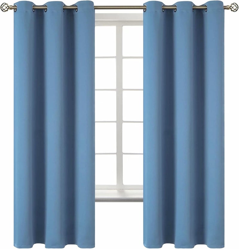 BGment Blackout Curtains for Bedroom - Grommet Thermal Insulated Room Darkening Curtains for Living Room, Set of 2 Panels (42 x 63 Inch, Faded Denim) - Image 1