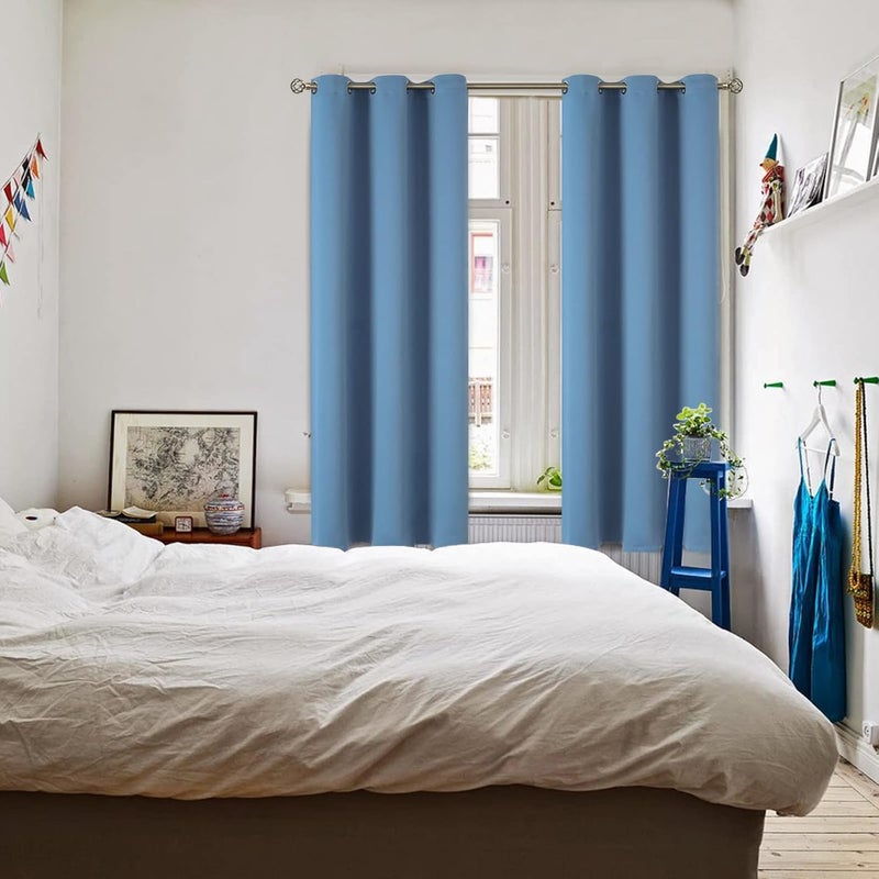 BGment Blackout Curtains for Bedroom - Grommet Thermal Insulated Room Darkening Curtains for Living Room, Set of 2 Panels (42 x 63 Inch, Faded Denim) - Image 2
