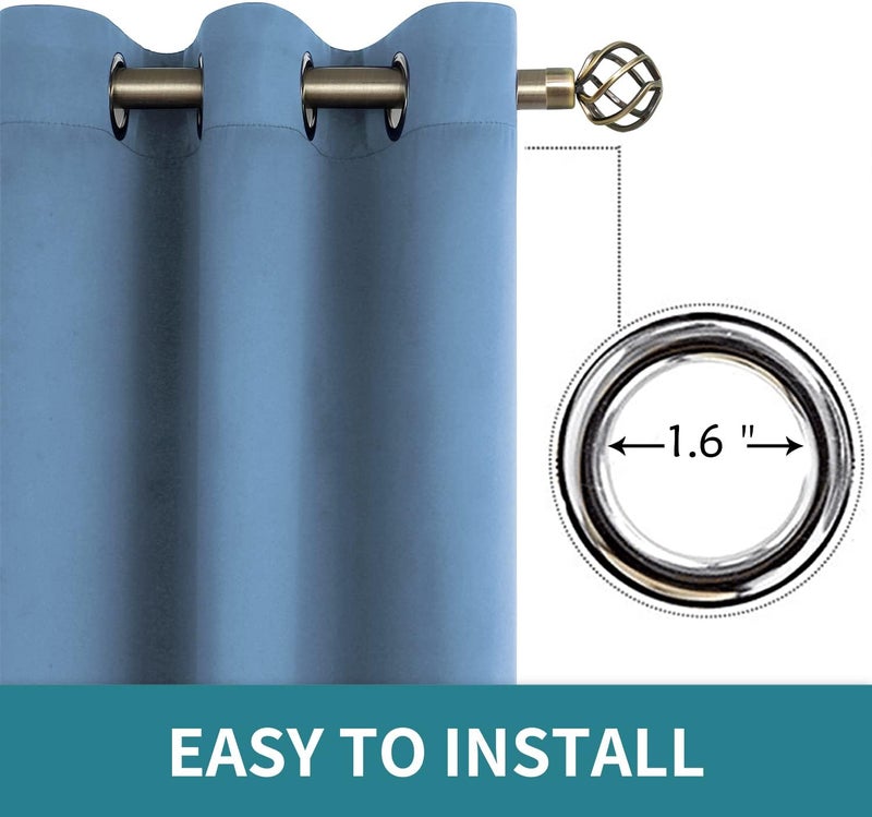 BGment Blackout Curtains for Bedroom - Grommet Thermal Insulated Room Darkening Curtains for Living Room, Set of 2 Panels (42 x 63 Inch, Faded Denim) - Image 5