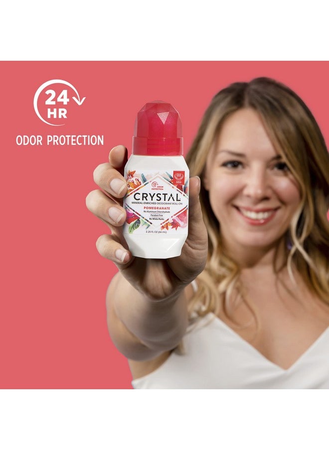 CRYSTAL ESSENCE Crystal Mineral Deodorant Roll-On Body Deodorant With 24-Hour Odor Protection, Pomegranate, Non-Sticky Roll-On, Aluminium Chloride, 2.25 FL OZ - 3 pack  - Image 3
