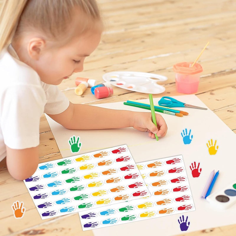 Whaline 720Pcs Colorful Handprint Stickers Back to School Rainbow Colors Self-Adhesive Label Decals for Greeting Invitation Cards Envelope Gift Wrapping Supplies, 6 Colors - Image 4