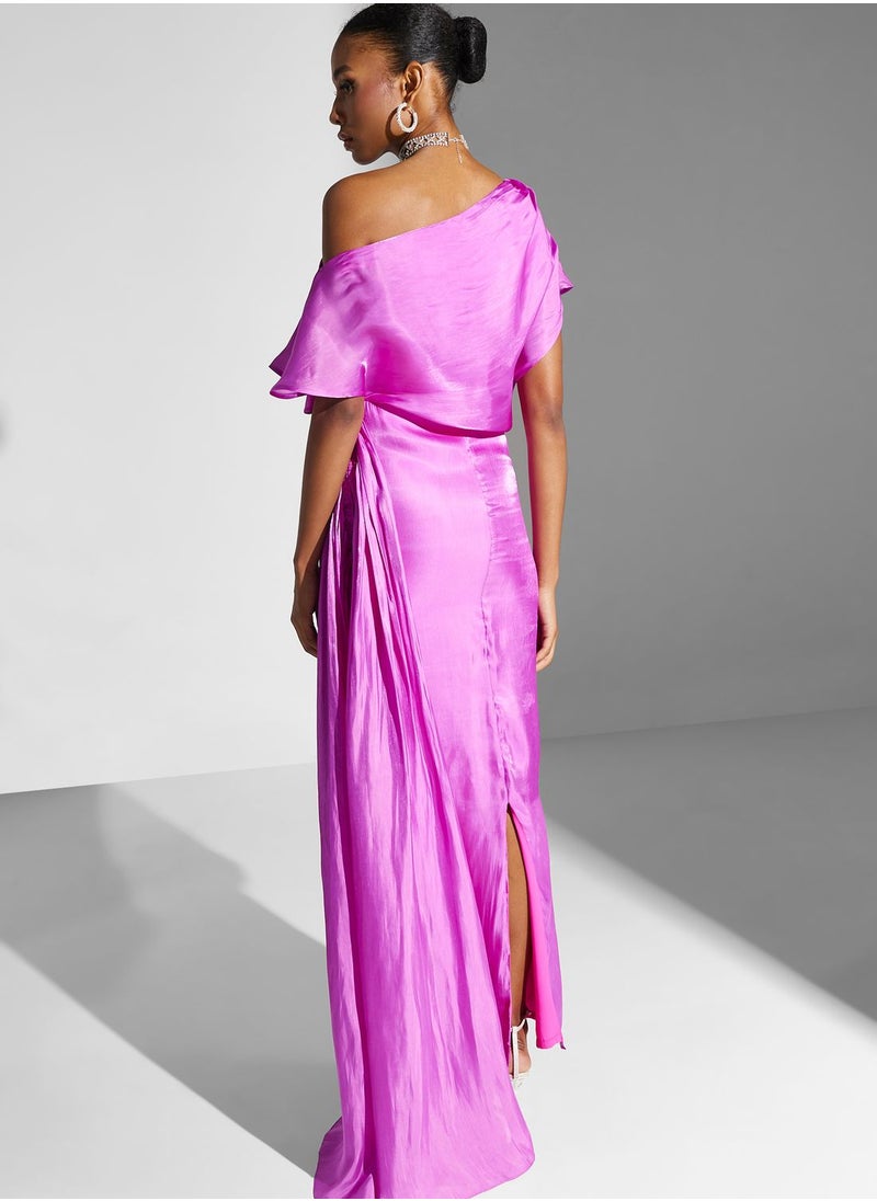Namshi X Zena Louay Zena Louay Off Shoulder Dress With Trail  - Image 2