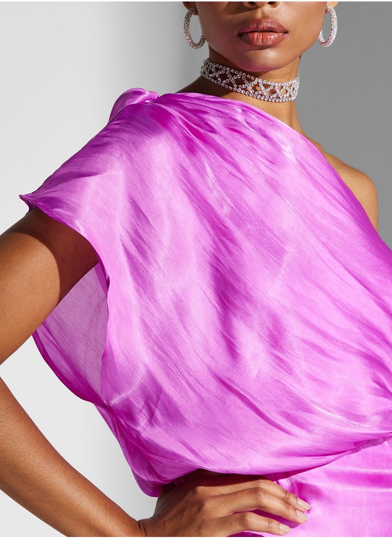 Namshi X Zena Louay Zena Louay Off Shoulder Dress With Trail  - Image 4