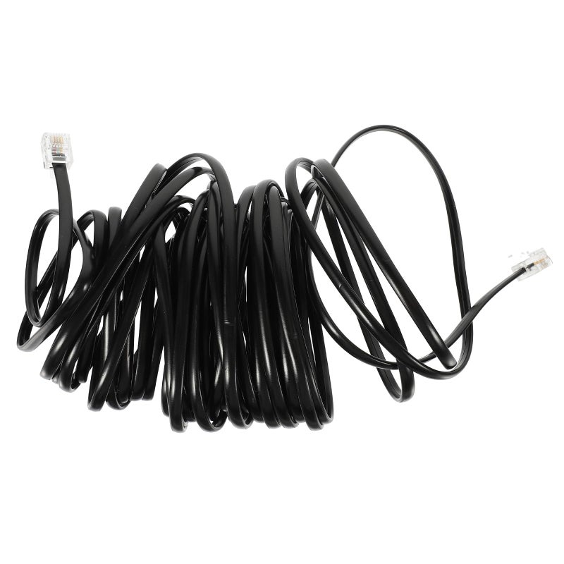 6m RJ11 6P4C Black Telephone Extension Cord for Landline Home Office Use - Image 2