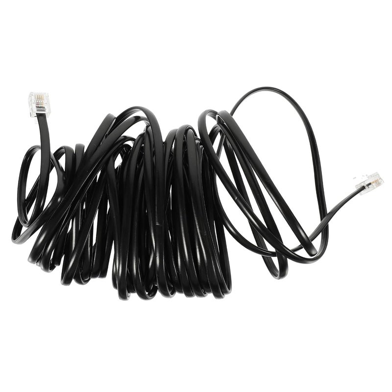 6m RJ11 6P4C Black Telephone Extension Cord for Landline Home Office Use - Image 1