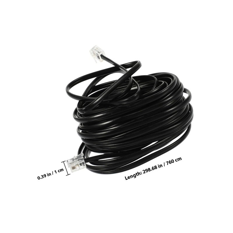 6m RJ11 6P4C Black Telephone Extension Cord for Landline Home Office Use - Image 3