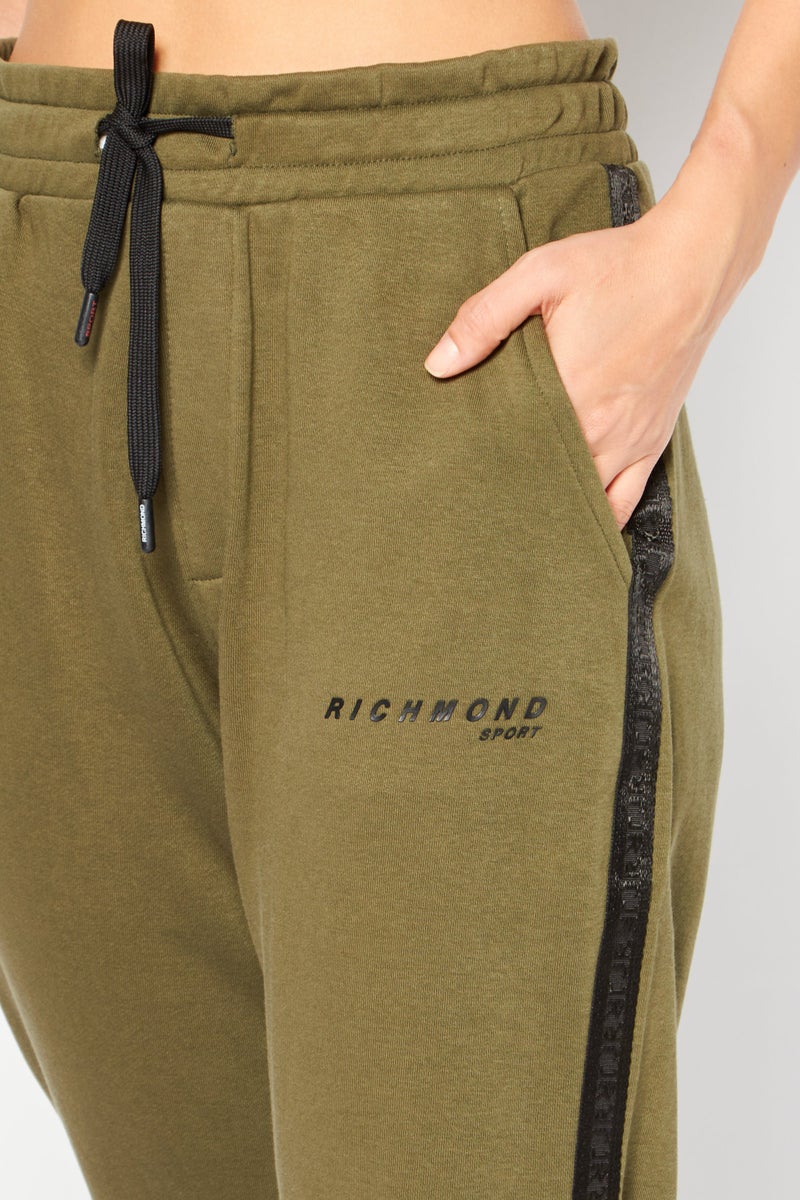 JOHN RICHMOND Women Sportswear Fit Brand Logo  Training Sweatpants, Green - Image 3