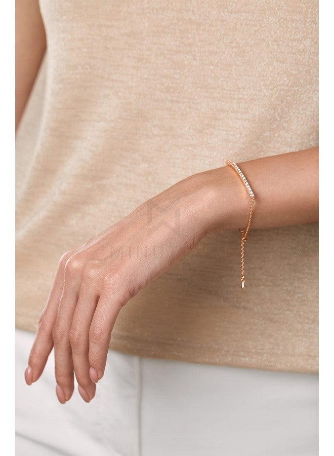 MINUTIAE Rose Gold Plated Diamond Cut Cubic Zirconia Adjustable Bracelet for Women & Girls Jewellery for Gift - Image 3