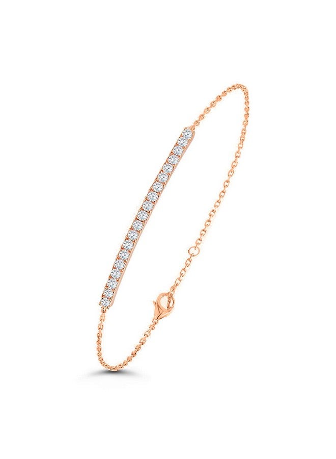 MINUTIAE Rose Gold Plated Diamond Cut Cubic Zirconia Adjustable Bracelet for Women & Girls Jewellery for Gift - Image 1