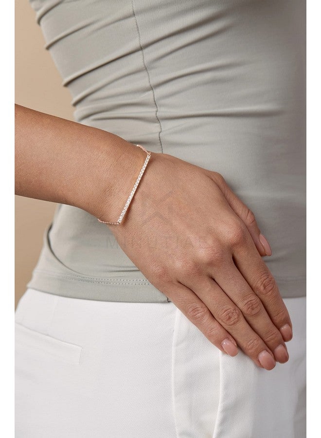 MINUTIAE Rose Gold Plated Diamond Cut Cubic Zirconia Adjustable Bracelet for Women & Girls Jewellery for Gift - Image 5