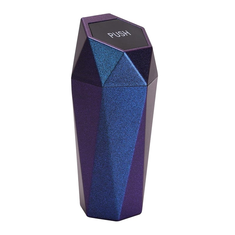 Ginsco Car Trash Can with Lid, Cup Holder Garbage Can for Car, Garbage Bin Cars Accessories for Interior, Leakproof Small Trash Bin, Mini Trash Can for Cars, Home, Office (1, Iridescent Blue) - Image 1