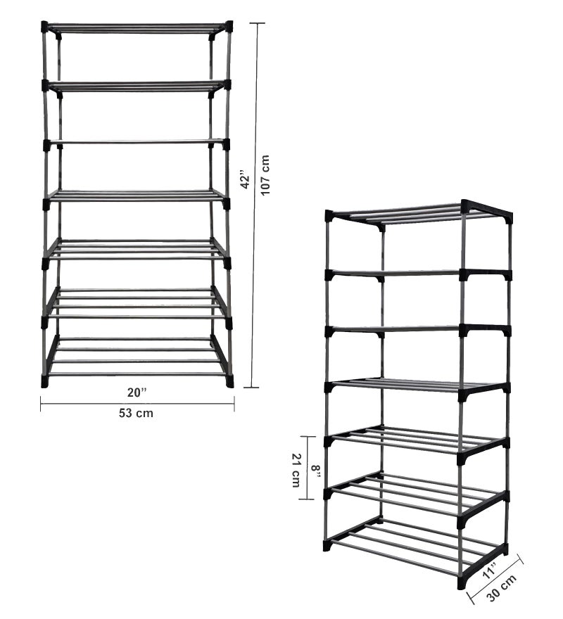 RAXON WORLD 6-Tier Shoe Rack, Shoe Storage Cabinet with Dustproof Cover, Free-Standing Shoe Storage Organizer for Closet, Entryway, Hold 24+ Pairs of Shoes, for Sneakers, High Heels - Grey - Image 5