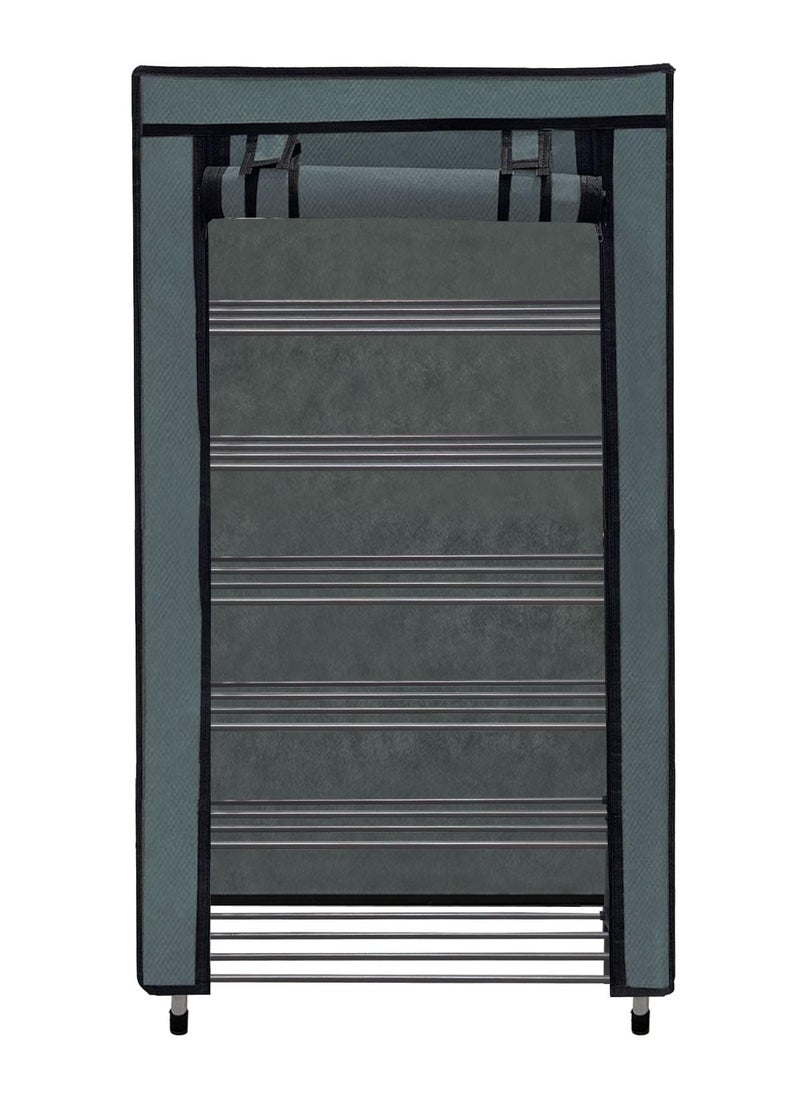 RAXON WORLD 6-Tier Shoe Rack, Shoe Storage Cabinet with Dustproof Cover, Free-Standing Shoe Storage Organizer for Closet, Entryway, Hold 24+ Pairs of Shoes, for Sneakers, High Heels - Grey - Image 1