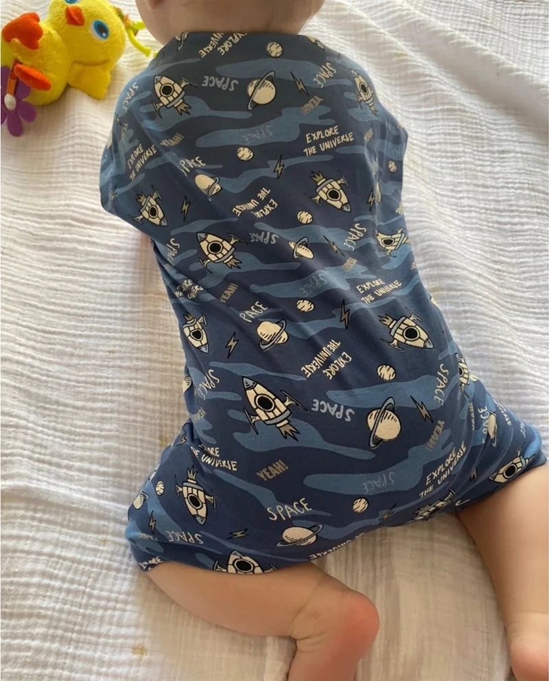 Mama Yoyo Short Sleeve Pajama Overalls - Space (Space Themed)