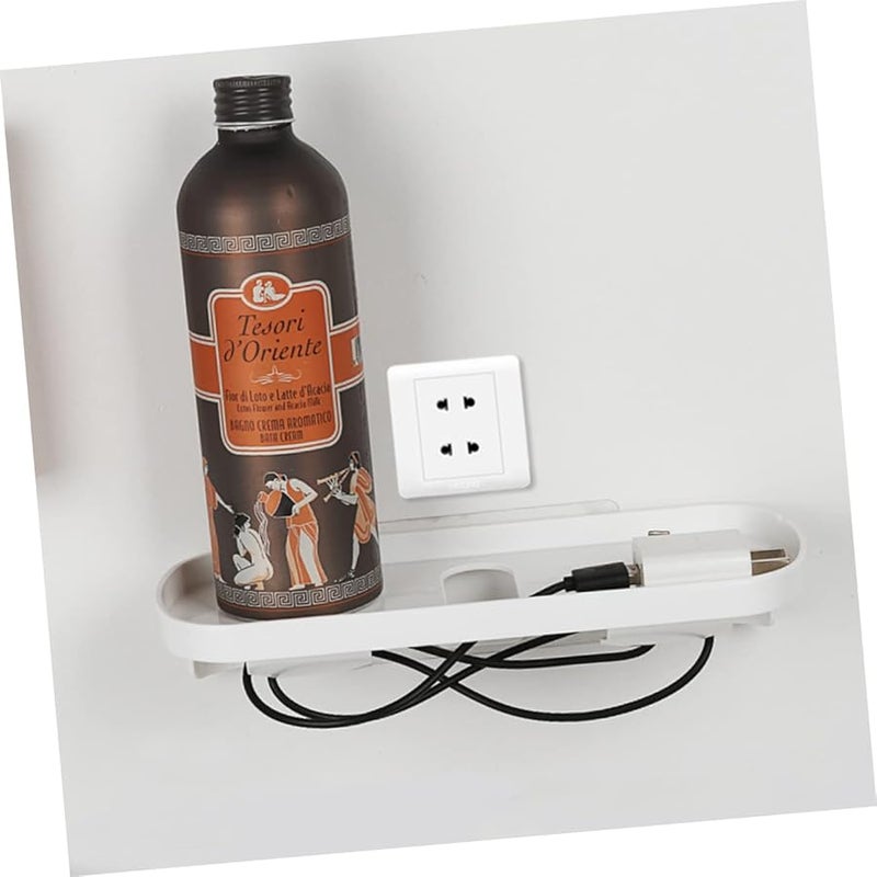 رف شاحن مثبت على الحائط منظم رف شحن عائم لاصق منضدة جانبية لتخزين الهواتف والأجهزة اللوحية - Image 4