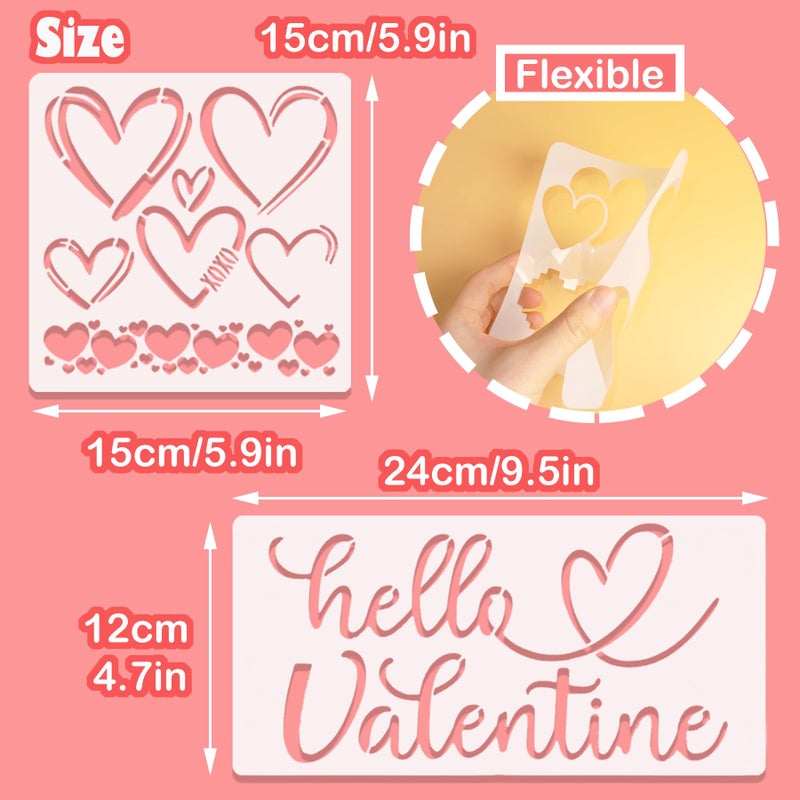HADDIY Heart Stencils for Painting,11 Pcs Plastic Heart Templates for Drawing on Wood and Crafts,Spraying on Wall - Image 2