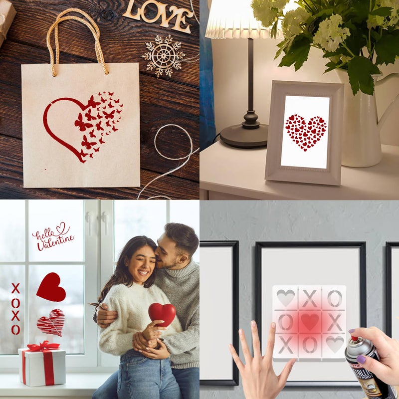 HADDIY Heart Stencils for Painting,11 Pcs Plastic Heart Templates for Drawing on Wood and Crafts,Spraying on Wall - Image 5