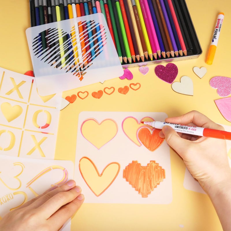 HADDIY Heart Stencils for Painting,11 Pcs Plastic Heart Templates for Drawing on Wood and Crafts,Spraying on Wall - Image 4