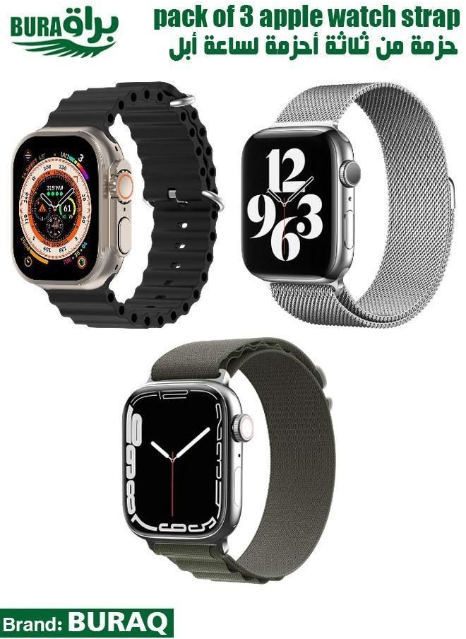 BURAQ - Apple Watch Band Strap For Apple Watch Ultra 2/Ultra 49mm, Series 10 46mm, 9/8/7 45mm, SE2/SE/6/5/4 44mm, 3/2/1 42mm - Image 1